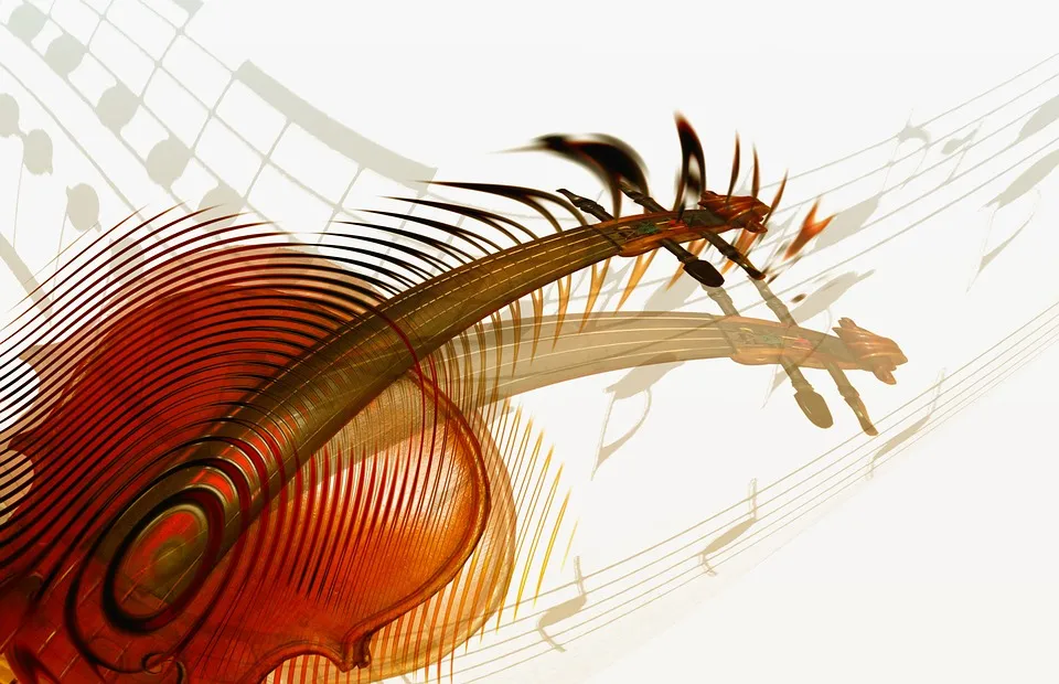 Ilustrație abstractă cu o vioară și note muzicale